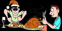 Männer die Gans essen